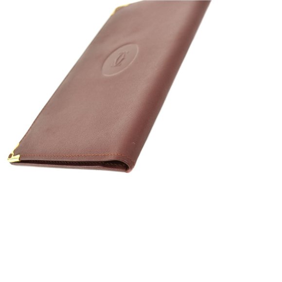 CARTIER: Burgundy, Leather & "Double C" Wallet pq - Picture 5 of 8